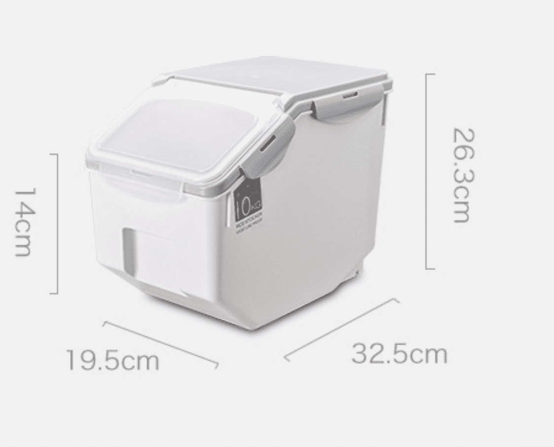 10KG/15KG White Plastic Rice Pet Food Grain Container Kitchen.